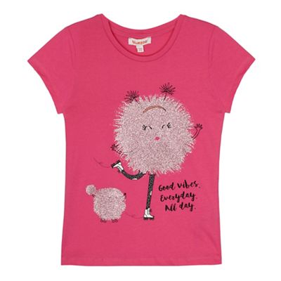 bluezoo Girls' pink glitter ball t-shirt